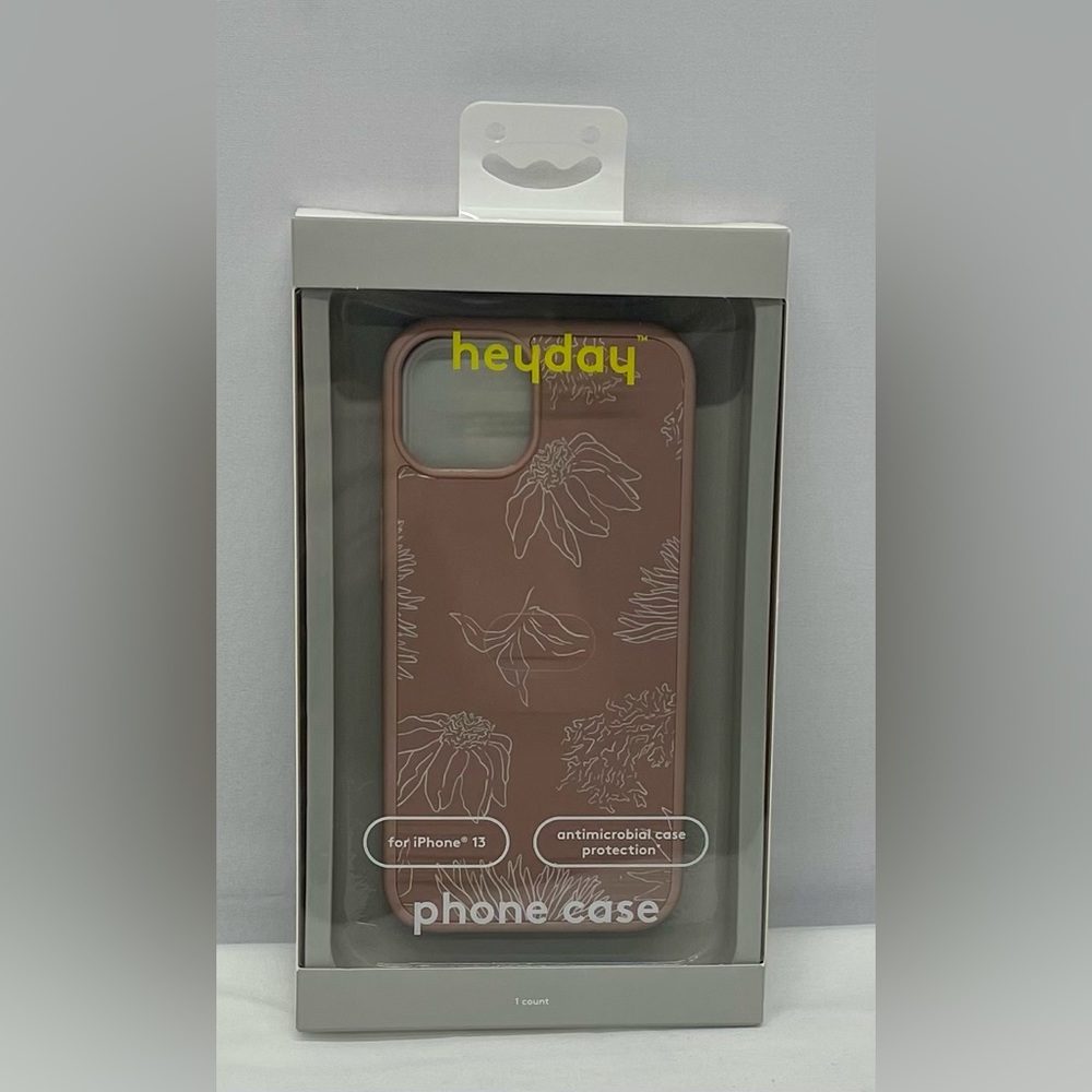 heyday iPhone13 Case Taupe Floral New Antimicrobial Protection